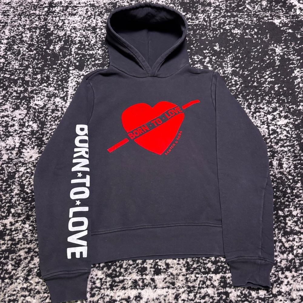 Scotch & Soda Mens Born To Love Heart Graphic Hoodie Black 147465-18-SSMM-D40 M